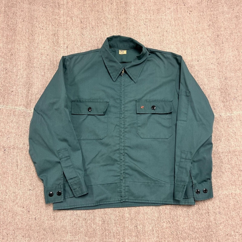 Vintage Work Jacket Mens Large Green 1960s Canada Harrington Sercide Uniform